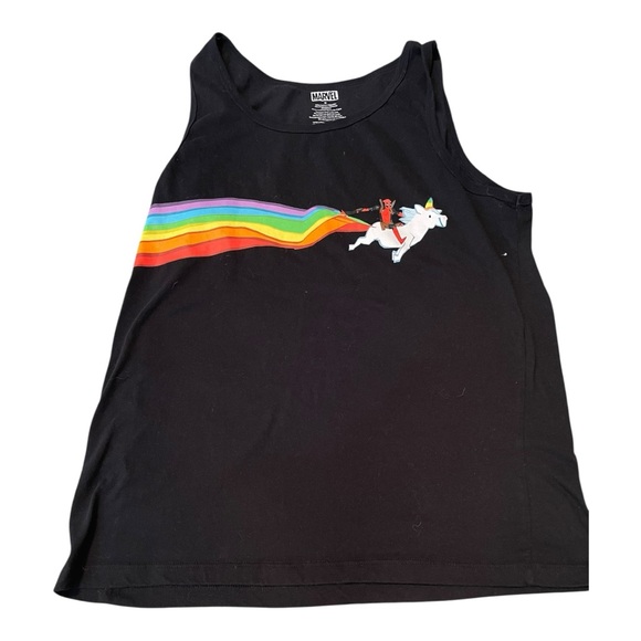 ✌🏽Host Pick ✌🏽Marvel DeadPool Black Tank Top with Rainbow Design - Picture 3 of 10